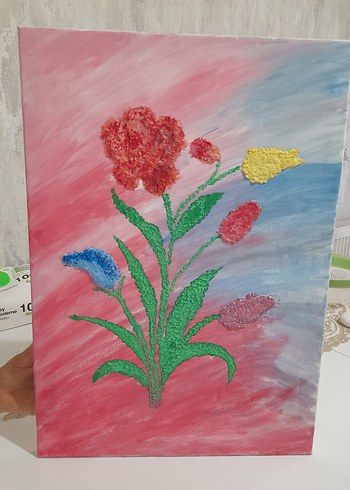 Pastel Renklerde Çiçek Temalı Tablo