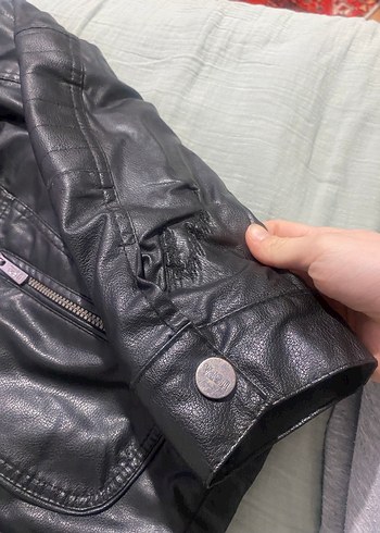 Siyah Deri Erkek Biker Ceket - Görsel 2