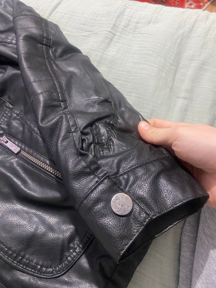 Siyah Deri Erkek Biker Ceket - Görsel 2