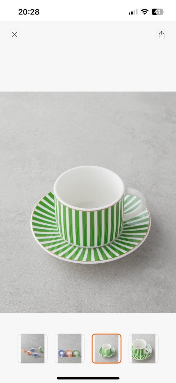 Çizgili Renkli 3'lü Fincan ve Tabak Seti - Görsel 3