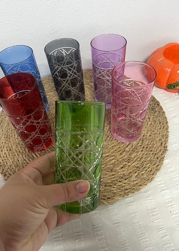 Renkli İşlemeli Cam Bardak Seti - Görsel 3