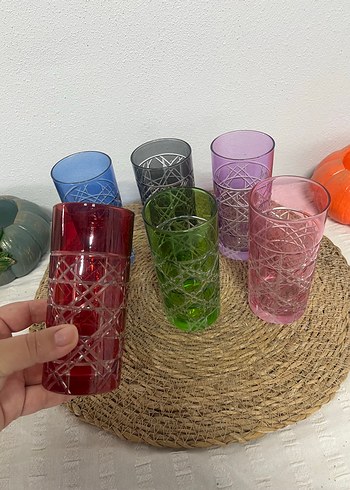 Renkli İşlemeli Cam Bardak Seti - Görsel 2