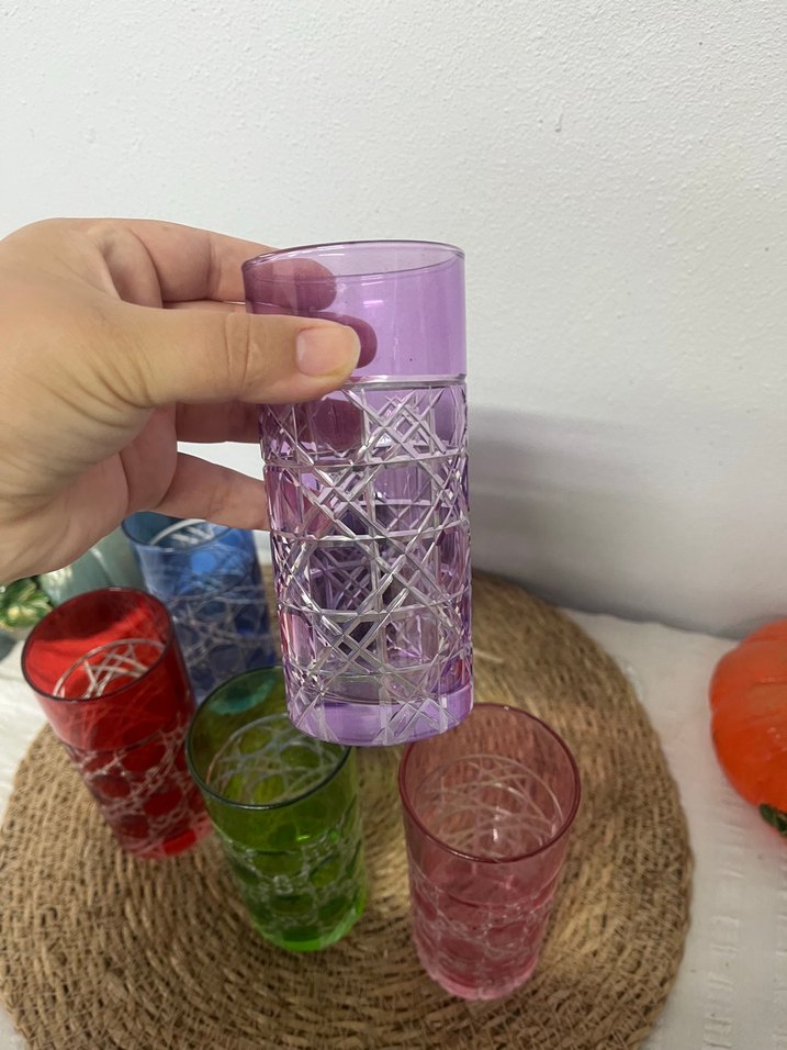 Renkli İşlemeli Cam Bardak Seti - Görsel 4