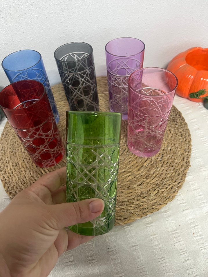 Renkli İşlemeli Cam Bardak Seti - Görsel 3
