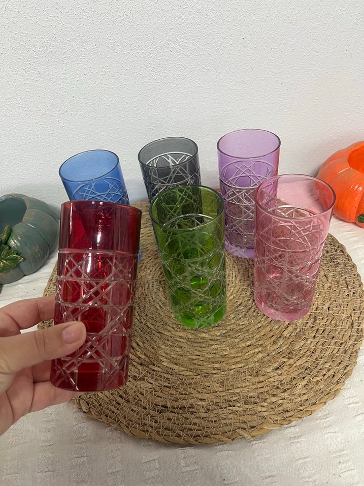 Renkli İşlemeli Cam Bardak Seti - Görsel 2