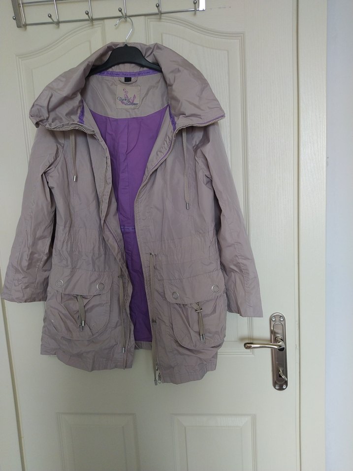 Gri Midi Kadın  Fermuarlı yağmurluk - Görsel 3