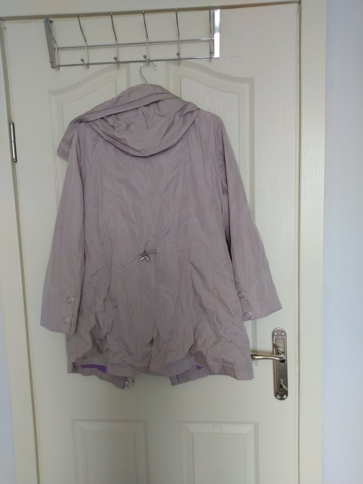 Gri Midi Kadın  Fermuarlı yağmurluk - Görsel 4