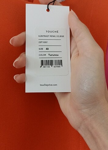 40 Beden çeşitli Renk Touche Kontrast Renkli Elbise Turuncu????