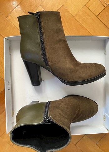 Haki Yarı Süet Yarı Deri Topuklu Ayakkabı - Görsel 5