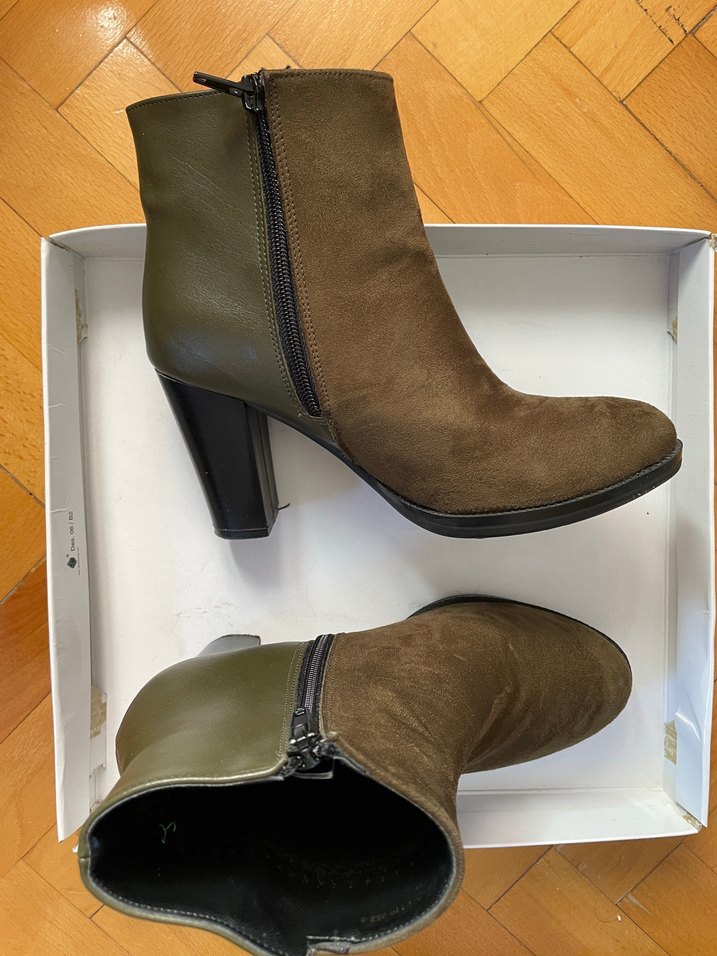 Haki Yarı Süet Yarı Deri Topuklu Ayakkabı - Görsel 5