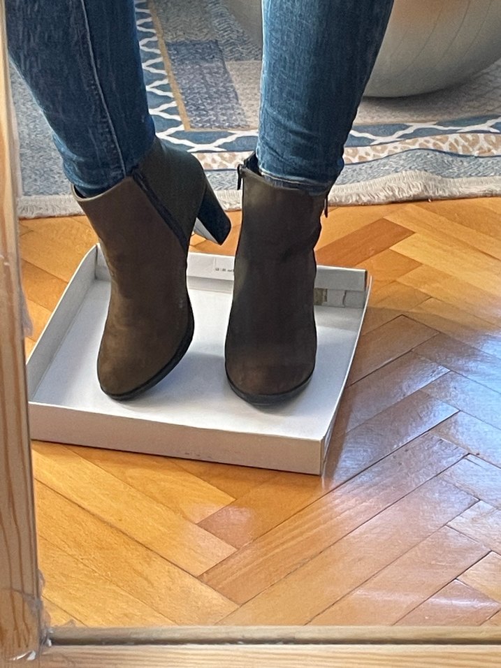 Haki Yarı Süet Yarı Deri Topuklu Ayakkabı - Görsel 3