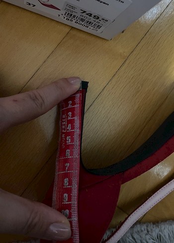 Kırmızı Süet Gümüş Taş Detaylı Stiletto - Görsel 9