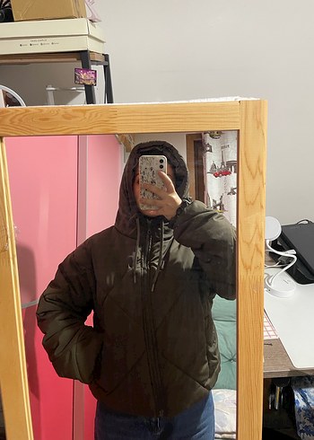 Haki Kadın Şişme Mont - Görsel 4