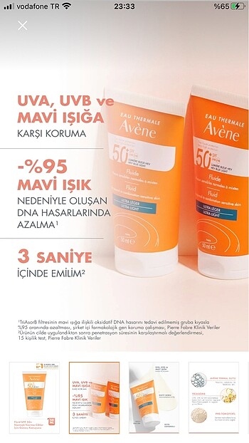 Beden Avene Fluid SPF 50+ yüksek korumalı güneş kremi (50ml)