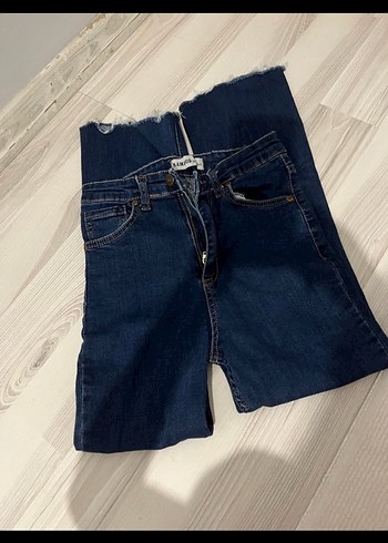 Diğer Koyu Mavi Yuksek Bel Denim Sort