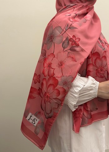 Pembe Çiçek Desenli Şal
