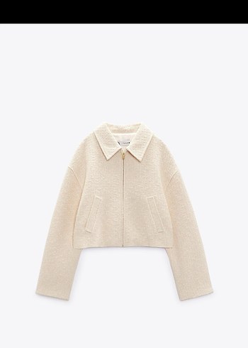 Zara Krem Fermuarlı Kısa Kadın Ceket