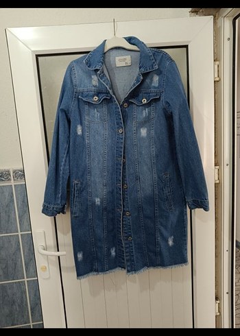 Düğmeli Mavi Kadın Denim Ceket