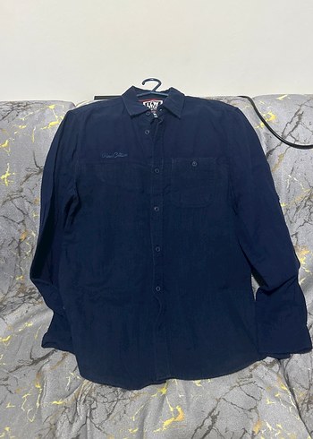 Erkek Siyah Denim Uzun Kollu Gömlek - Görsel 3