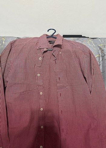 Bordo Bağlama Desenli Düğmeli Erkek Gömlek - Görsel 4