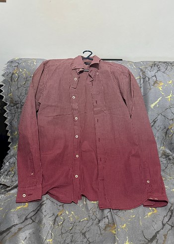 Bordo Bağlama Desenli Düğmeli Erkek Gömlek - Görsel 3