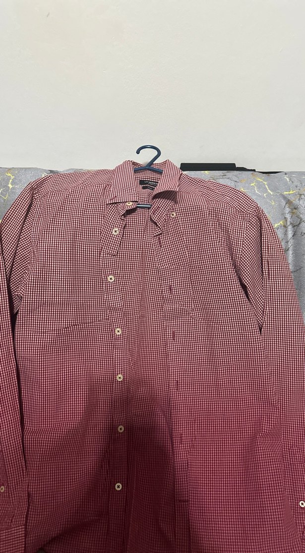 Bordo Bağlama Desenli Düğmeli Erkek Gömlek - Görsel 4