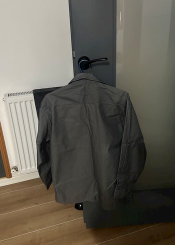 Gri Erkek Keten Gömlek, Düğmeli, Salaş Kesim - Görsel 3