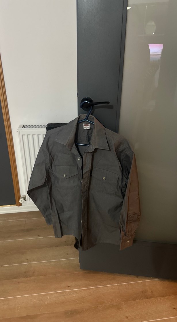 Gri Erkek Keten Gömlek, Düğmeli, Salaş Kesim - Görsel 4