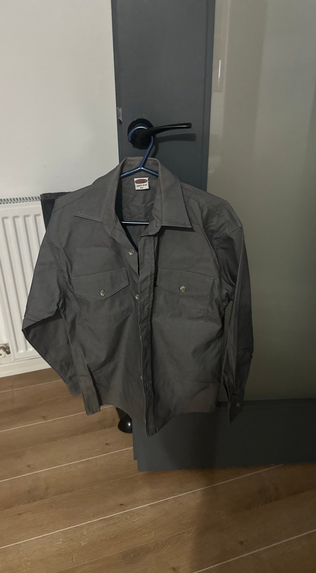 Gri Erkek Keten Gömlek, Düğmeli, Salaş Kesim - Görsel 2