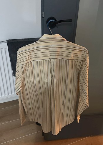 Bej Çizgili Erkek Keten Gömlek - Görsel 2