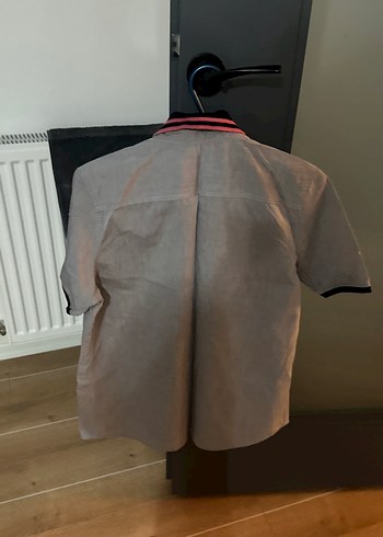 Gri Kısa Kollu Pamuklu Erkek Gömlek - Görsel 2