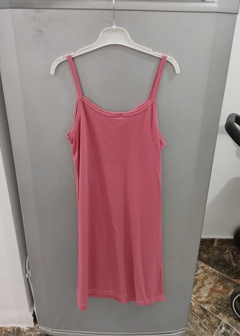 Pembe Midi Spor Rahat Askılı Elbise