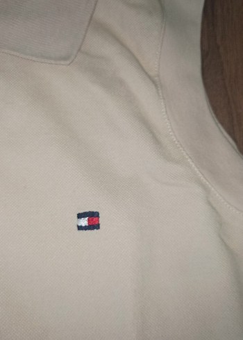 s Beden Tommy Hilfiger yakali Bej Kolsuz Polo Tişört