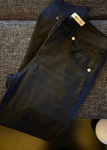 Mango mango mum görünümlü Siyah Kadın Regular Fit Midi Pantolon