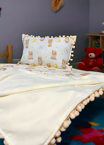 Ayıcık Desenli Bebek Yastık ve Battaniye Seti - Görsel 2
