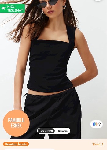 SİYAH KARE YAKA BLUZ - Görsel 4