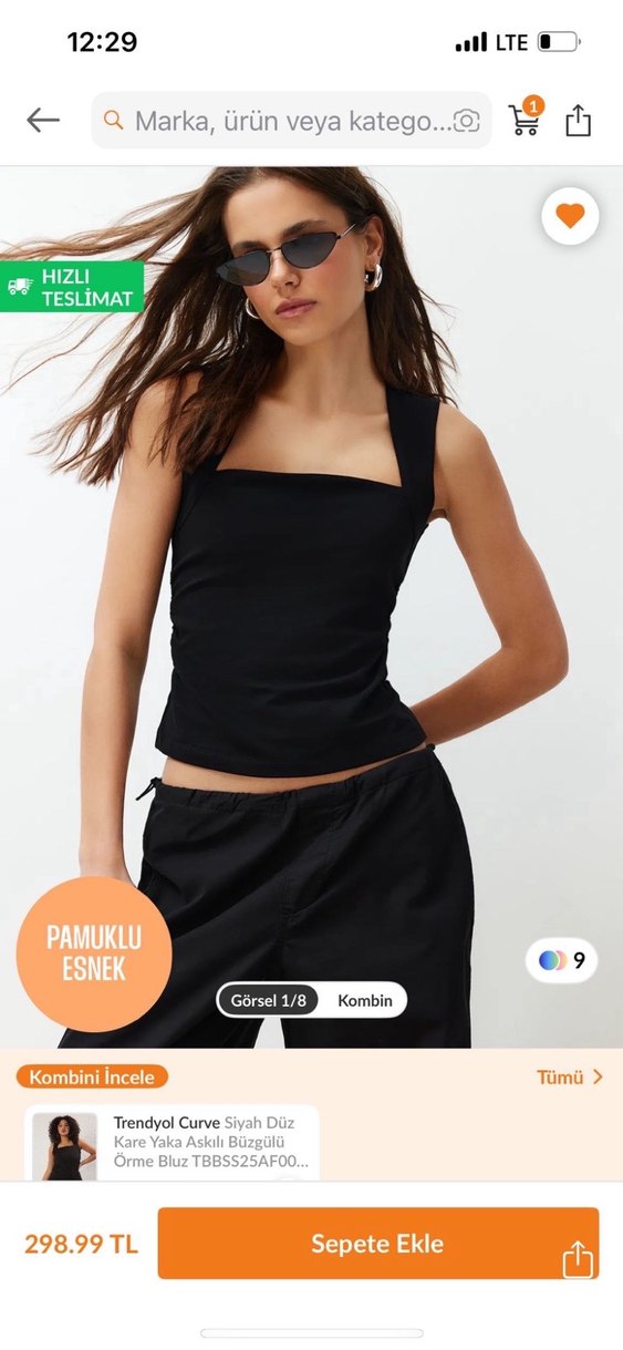 SİYAH KARE YAKA BLUZ - Görsel 4