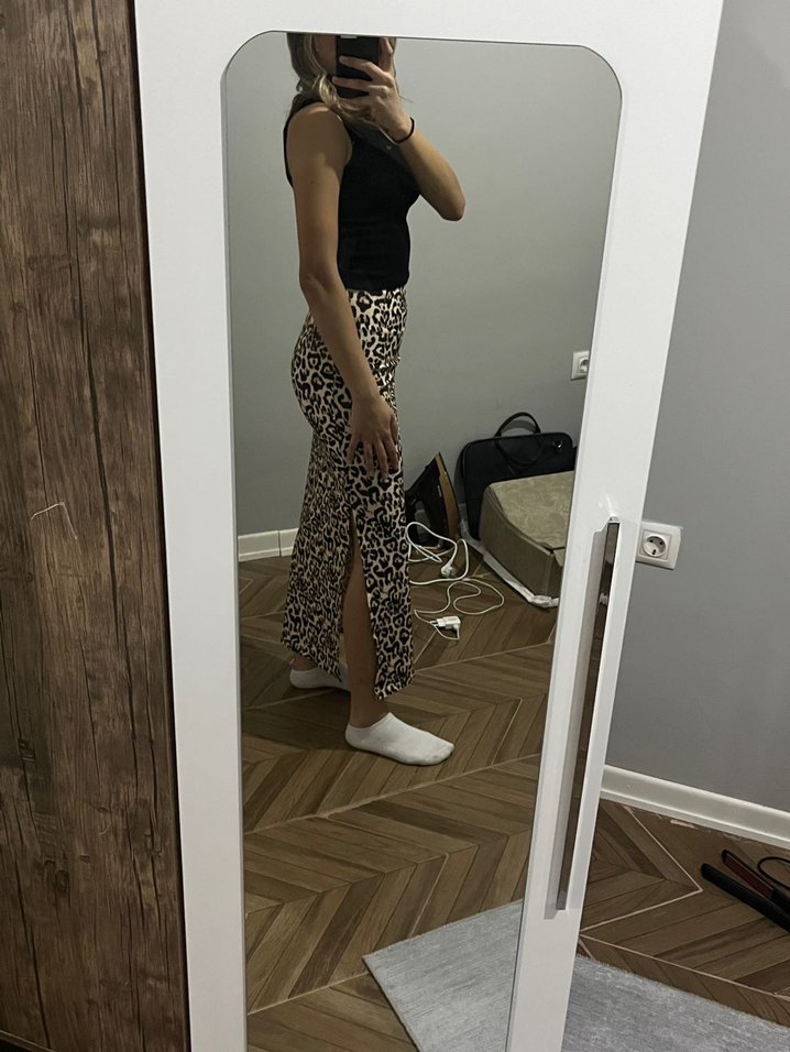 KADIN UZUN YIRTMAÇLI LEOPAR ETEK - Görsel 3