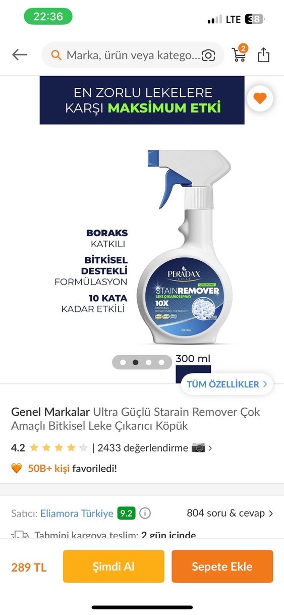 Peradax Leke Çıkarıcı Sprey 300 ml - Görsel 3