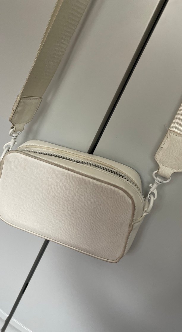 Beyaz Deri Kadın Çapraz Çanta - Görsel 2