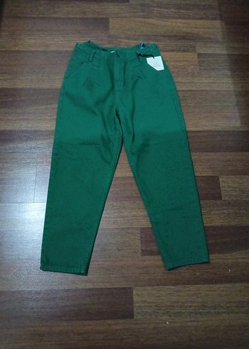 m Beden yeşil Renk Kemerli Yeşil Kadın Kumaş Pantolon