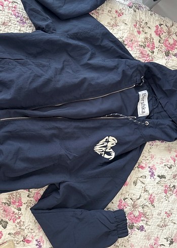 Bershka Kapüşonlu Fermuarlı Mavi Kadın Ceket
