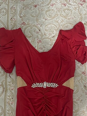 kırmızı abiye elbise - Görsel 5