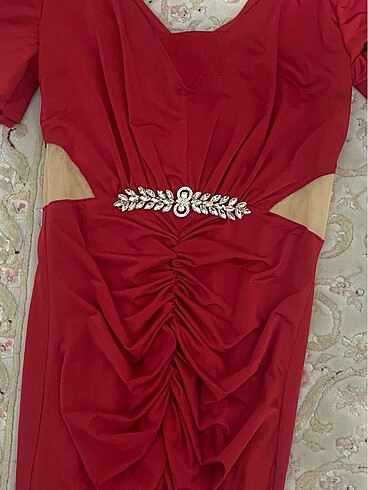 kırmızı abiye elbise - Görsel 8