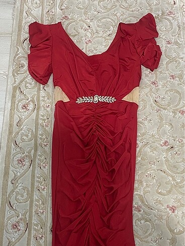 kırmızı abiye elbise - Görsel 7