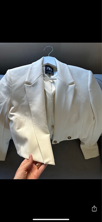 m Beden beyaz Renk Zara cropped blazer