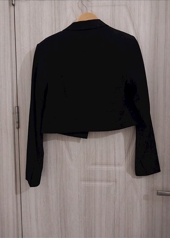 Kadın Siyah Düğmeli crop Ceket - Görsel 3