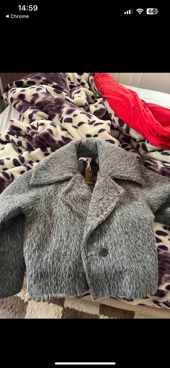 Gri Kısa Peluş Kadın Ceket Mai - Görsel 2