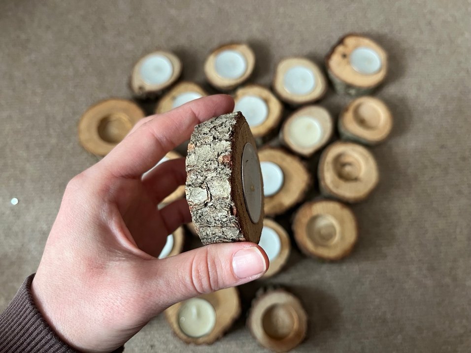 Doğal Ağaç Kütük Mumluk - Görsel 3