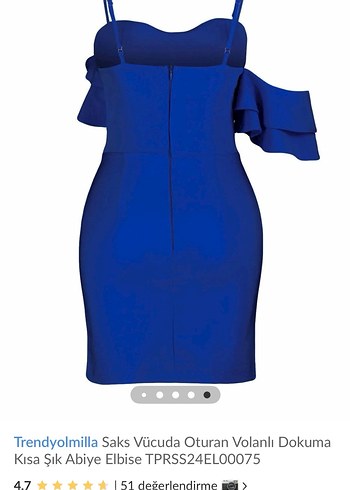 Parlak Mavi Volanlı Askılı Midi Elbise - Görsel 6